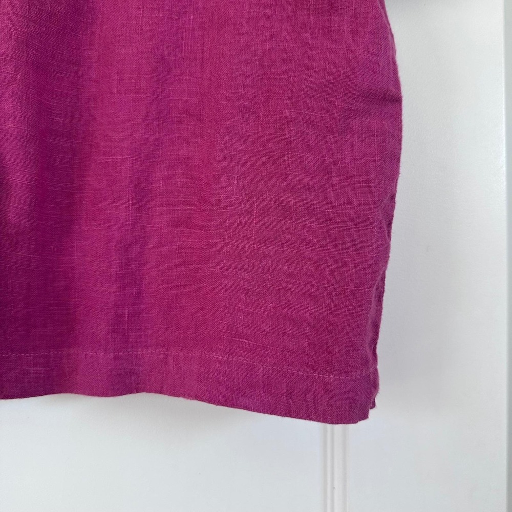 Vintage 90s Cut Loose Magenta Pink Linen Short Sleeve Button Down Shirt Medium - Picture 5 of 8